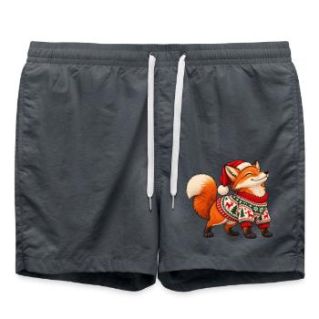 Weihnachtsfuchs – Süßer Fuchs im Winterpullover - Badeshorts - Anthrazit - Vorne - AI Model Male 185 light (185cm)