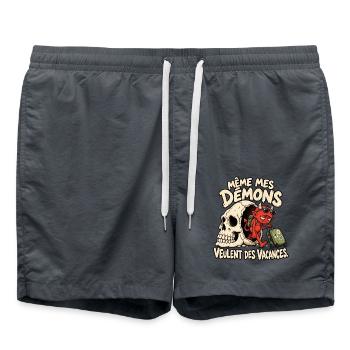 Sogar meine Dämonen wollen Urlaub – Humor - Badeshorts - Anthrazit - Vorne - AI Model Male 185 light (185cm)