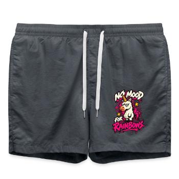 No Mood For Rainbows Lustiges Anti Einhorn Design - Badeshorts - Anthrazit - Vorne - AI Model Male 185 light (185cm)
