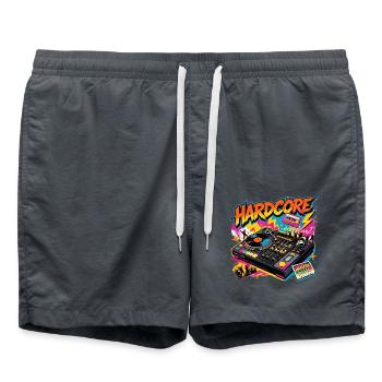Hardcore Neon DJ Plattenspieler - Badeshorts - Anthrazit - Vorne - AI Model Male 185 light (185cm)