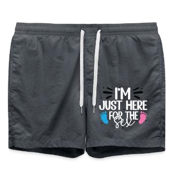 Ich bin nur für den Sex, Schwangerschaftshumor, Geschlecht, hier. - Badeshorts - Anthrazit - Vorne - AI Model Male 185 light (185cm)