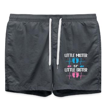 Little Mister Or Little Sister Baby-Geschlechtsenthüllung - Badeshorts - Anthrazit - Vorne - AI Model Male 185 light (185cm)
