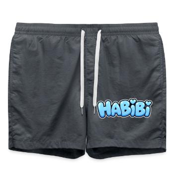 Habibi – Süßer Herz Schriftzug – Liebe - Badeshorts - Anthrazit - Vorne - AI Model Male 185 light (185cm)