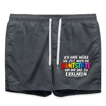 Buntstifte Regenbogen Zitat - Badeshorts - Anthrazit - Vorne - AI Model Male 185 light (185cm)