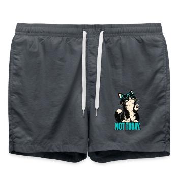 Not Today – Eigenwillige Katze | ODDROO - Badeshorts - Anthrazit - Vorne - AI Model Male 185 light (185cm)