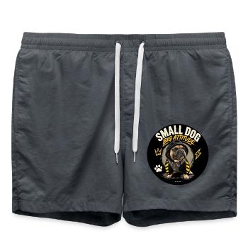 Small Dog, Big Attitude – Bulldogge | ODDROO - Badeshorts - Anthrazit - Vorne - AI Model Male 185 light (185cm)