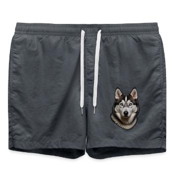 Husky  Porträt - Badeshorts - Anthrazit - Vorne - AI Model Male 185 light (185cm)