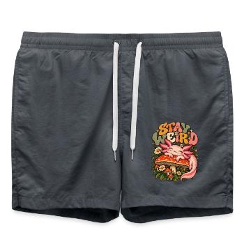 Axolotl Pilz Design Süßes Salamander Tier Retro - Badeshorts - Anthrazit - Vorne - AI Model Male 185 light (185cm)