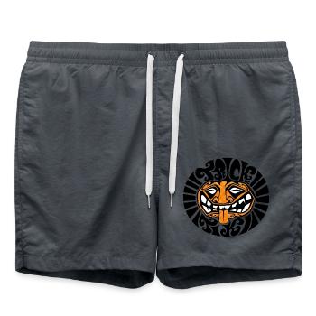 Trick or Tiki Halloween Kürbis Comic Gesicht Zunge - Badeshorts - Anthrazit - Vorne - AI Model Male 185 light (185cm)