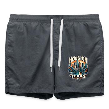 Houston Texas Skyline Retro - Badeshorts - Anthrazit - Vorne - AI Model Male 185 light (185cm)