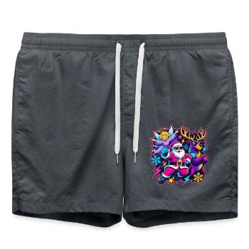 Neon-Weihnachtsabenteuer mit Santa und Elch - Badeshorts - Anthrazit - Vorne - AI Model Male 185 light (185cm)
