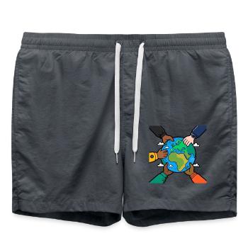 Hände vereint für den Planeten - Badeshorts - Anthrazit - Vorne - AI Model Male 185 light (185cm)