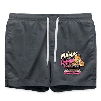 Mamas sind Löwinnen – Starke Mama mit Löwenkindern - Badeshorts - Anthrazit - Vorne - AI Model Male 185 light (185cm)
