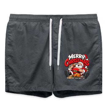 Merry Christmas – Lustiger Weihnachtsmann mit Fest - Badeshorts - Anthrazit - Vorne - AI Model Male 185 light (185cm)