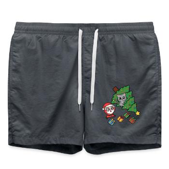 Fröhliche Katze und Weihnachtsbaum - Badeshorts - Anthrazit - Vorne - AI Model Male 185 light (185cm)