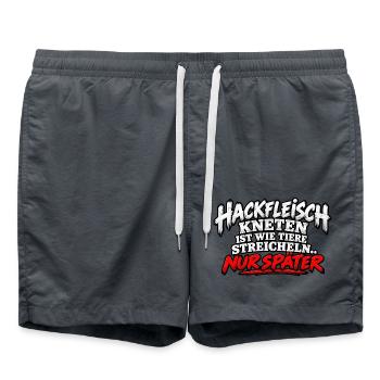 Hackfleisch Kneten Spruch T-Shirt - Badeshorts - Anthrazit - Vorne - AI Model Male 185 light (185cm)