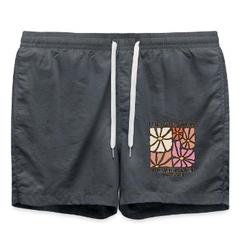 Dear Person Behind Me – Selbstliebe Retro Blumen - Badeshorts - Anthrazit - Vorne - AI Model Male 185 light (185cm)