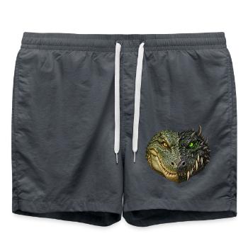 Halb Tier, halb Dämonenkrokodil – Fantastisches Reptil - Badeshorts - Anthrazit - Vorne - AI Model Male 185 light (185cm)
