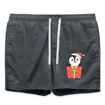 Pinguin Weihnachten Geschenk Winter Tiere - Badeshorts - Anthrazit - Vorne - AI Model Male 185 light (185cm)