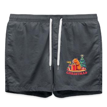 Capy Christmas Tiere süße Wasserschwein Christmas - Badeshorts - Anthrazit - Vorne - AI Model Male 185 light (185cm)