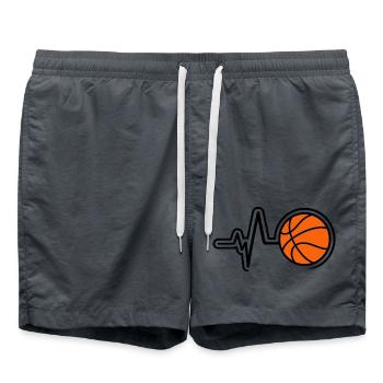 Basketball Herzschlag Puls Line Art Minimal Shirt - Badeshorts - Anthrazit - Vorne - AI Model Male 185 light (185cm)