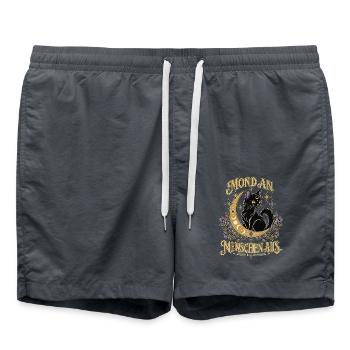 Mondkatze im Sternenkranz - Badeshorts - Anthrazit - Vorne - AI Model Male 185 light (185cm)