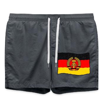 DDR Flagge – Handgezeichnet im Kinderstil - Badeshorts - Anthrazit - Vorne - AI Model Male 185 light (185cm)
