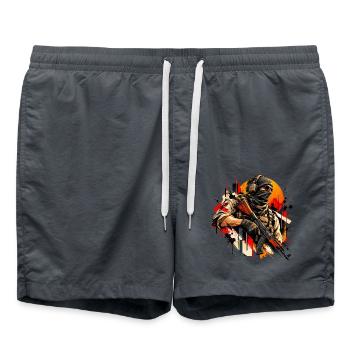 Taktischer Soldat - Geschenk für Gamer Motiv  - Badeshorts - Anthrazit - Vorne - AI Model Male 185 light (185cm)