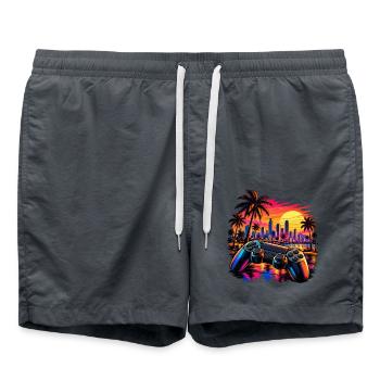 Sonnenuntergang mit Gamecontroller - Gamer Motiv - Badeshorts - Anthrazit - Vorne - AI Model Male 185 light (185cm)
