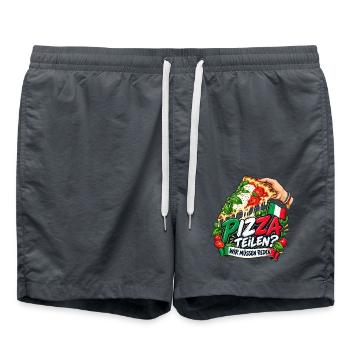 Pizza teilen? Wir müssen reden. - Badeshorts - Anthrazit - Vorne - AI Model Male 185 light (185cm)