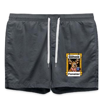 EG Glühwein Fenster Elch Rentier Tier Weihnachten - Badeshorts - Anthrazit - Vorne - AI Model Male 185 light (185cm)