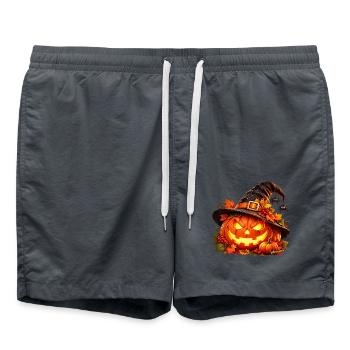 Halloween Kürbis im Hexenhut Wenuma  - Badeshorts - Anthrazit - Vorne - AI Model Male 185 light (185cm)