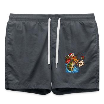 Well Shit Gingerbread Fishing Christmas Bass Humor - Badeshorts - Anthrazit - Vorne - AI Model Male 185 light (185cm)