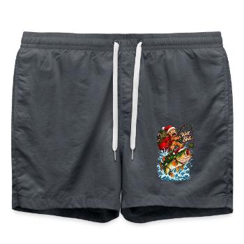 Well Shit Gingerbread Fishing Christmas Bass Humor - Badeshorts - Anthrazit - Vorne - AI Model Male 185 light (185cm)