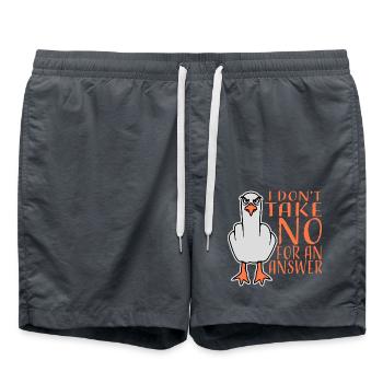 I don't take no for an answer Mittelfinger Möwe - Badeshorts - Anthrazit - Vorne - AI Model Male 185 light (185cm)