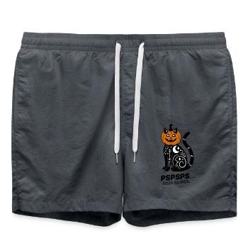 Pspsps oder Saures – Schwarze Katze Halloween - Badeshorts - Anthrazit - Vorne - AI Model Male 185 light (185cm)