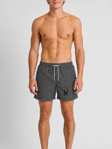 Pspsps oder Saures – Schwarze Katze Halloween - Badeshorts - Anthrazit - Vorne - AI Model Male 185 light (185cm)