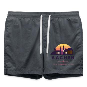 Aachen Retro Sunset Skyline City of Charlemagne - Badeshorts - Anthrazit - Vorne - AI Model Male 185 light (185cm)