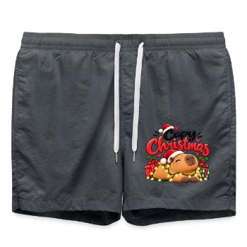 Capy Christmas – Süsses Capybara Weihnachten - Badeshorts - Anthrazit - Vorne - AI Model Male 185 light (185cm)