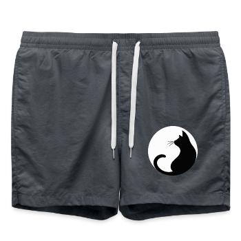 schwarze Katze - Badeshorts - Anthrazit - Vorne - AI Model Male 185 light (185cm)