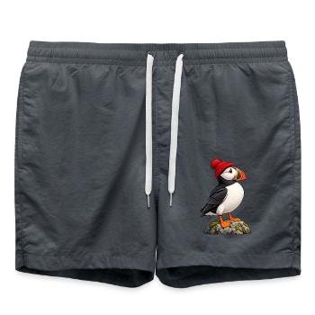 Papageitaucher mit roter Bobble-Mütze - Badeshorts - Anthrazit - Vorne - AI Model Male 185 light (185cm)
