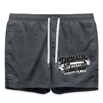 Morgen werde ich die beste Version meiner selbst sein (schwarz und schwarz) - Badeshorts - Anthrazit - Vorne - AI Model Male 185 light (185cm)