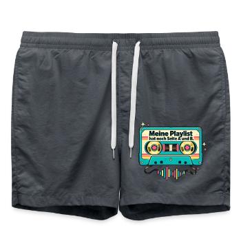 80er Musikfan Mixtape Kassette Retro Nostalgie - Badeshorts - Anthrazit - Vorne - AI Model Male 185 light (185cm)