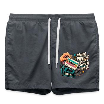 80er Musik Fan Mixtape Kassette Retro Nostalgie - Badeshorts - Anthrazit - Vorne - AI Model Male 185 light (185cm)