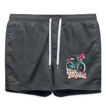 Pedal Paradise Blumenrad Illustration - Badeshorts - Anthrazit - Vorne - AI Model Male 185 light (185cm)