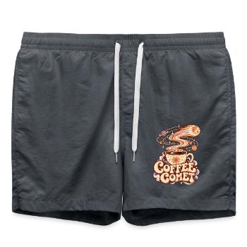 Kaffeekomet Kosmos-Illustration - Badeshorts - Anthrazit - Vorne - AI Model Male 185 light (185cm)