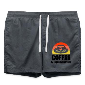 Aquarist Kaffee Aquascaping Retro - Badeshorts - Anthrazit - Vorne - AI Model Male 185 light (185cm)