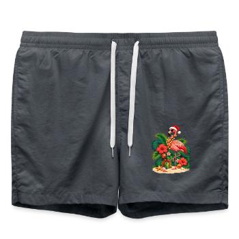 Santa Hat Flamingo – Rosa tropisches Weihnachten - Badeshorts - Anthrazit - Vorne - AI Model Male 185 light (185cm)