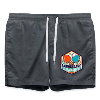 Tischtennis – Ballwechsel statt Alltagsstress - Badeshorts - Anthrazit - Vorne - AI Model Male 185 light (185cm)
