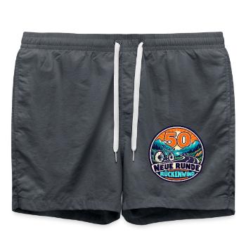 50 Geburtstag – Neue Runde, Rückenwind - Badeshorts - Anthrazit - Vorne - AI Model Male 185 light (185cm)